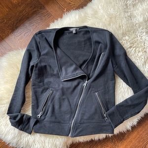 Banana republic asymmetrical zip bomber jacket knit black zippers